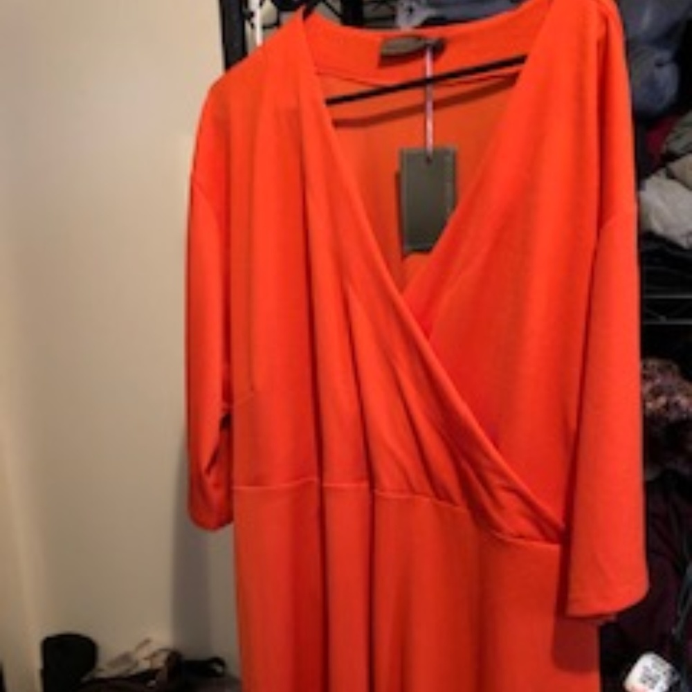 ASOS curve mock wrap dress in orange